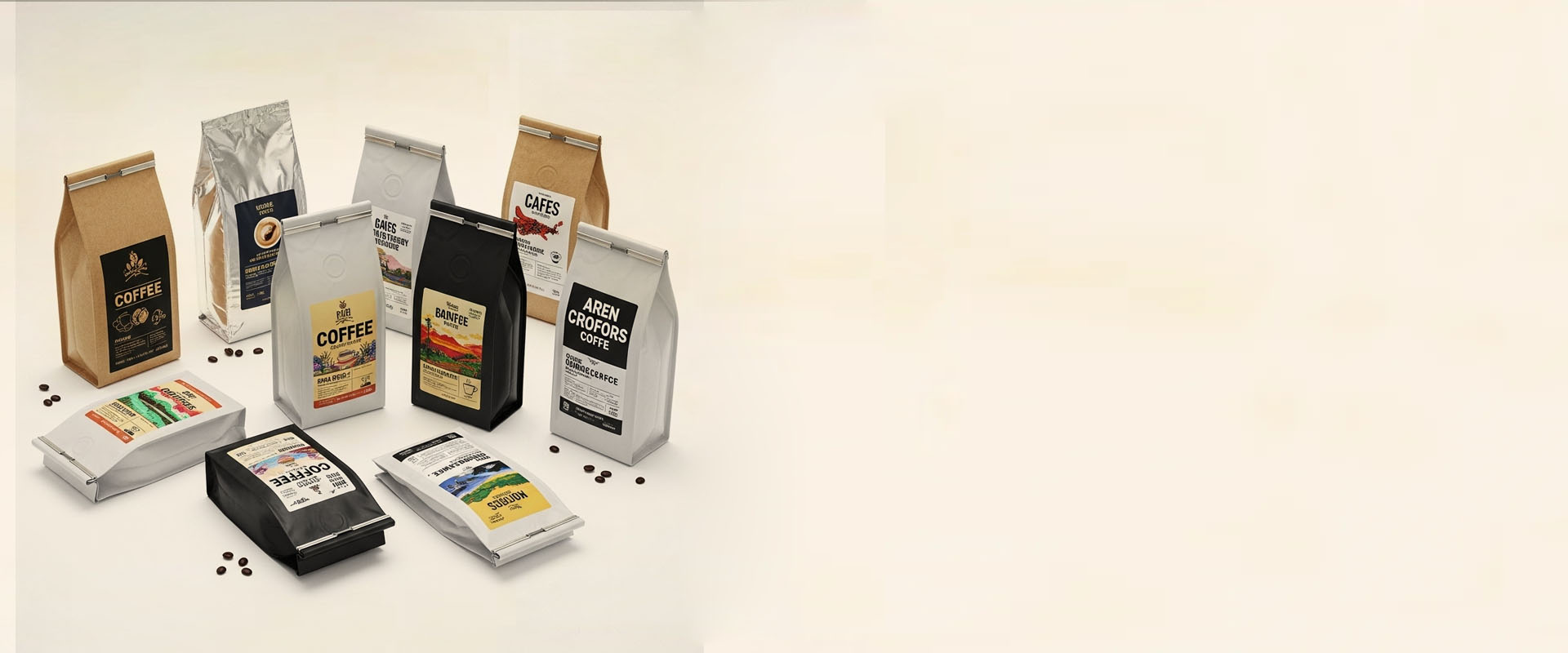 Sachets de café avec cravate en étain