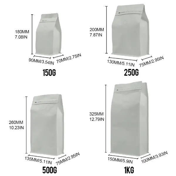 150G 250g 500g 500g 1kg stock de sachets de café