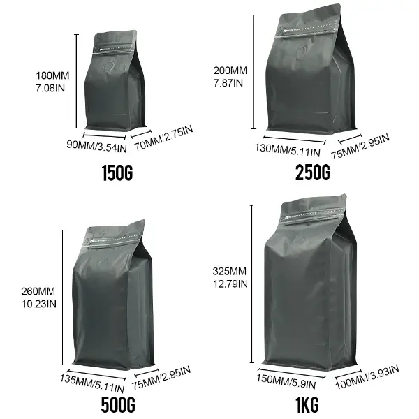 1Taille et dimensions des sacs de stock KG pour l’emballage alimentaire