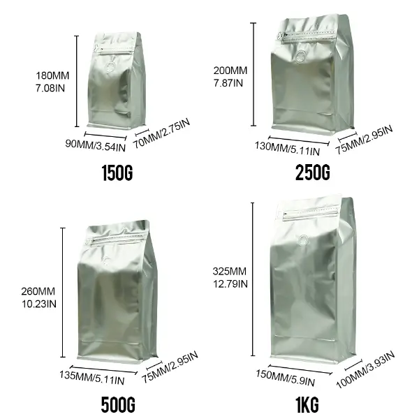 500Sachets de café G Stock exposés pour la présentation de la marque et du commerce de détail