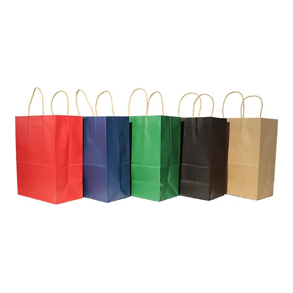 Stockez des sacs cadeaux en papier kraft moyen avec poignées pour gobelets à emporter et coffrets cadeaux café