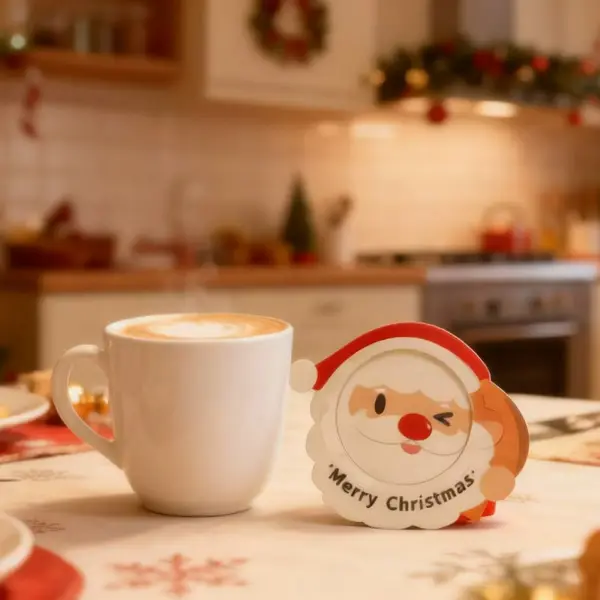 Filtre filtre OVNI de Noël avec un motif du Père Noël à côté de la tasse