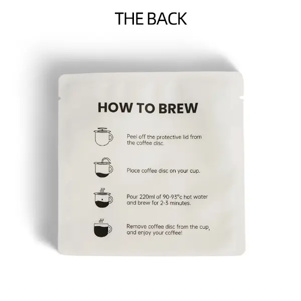 Vue de face du filtre à café OVNI style Père Noël en sachet