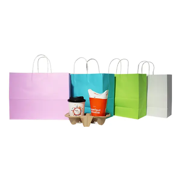 Sacs cadeaux en papier anglais anglais éco XL utilisés pour le cadeau du café et l’emballage à emporter
