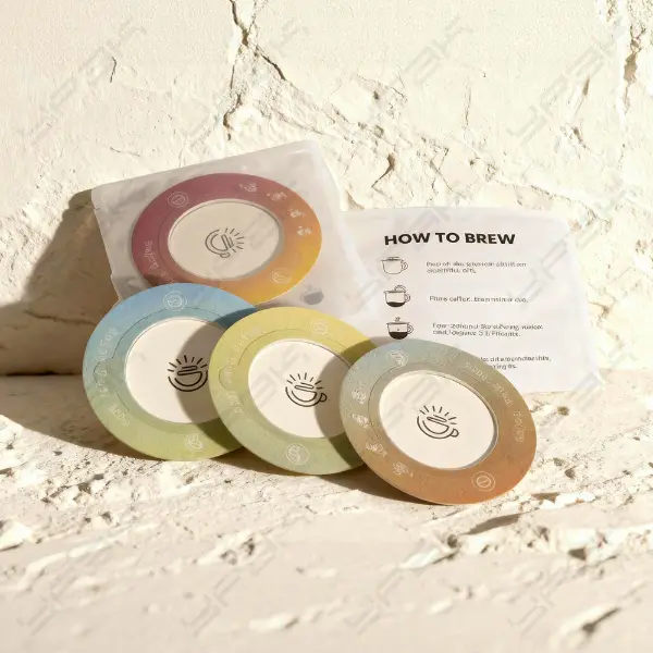 Sachet plat pour filtre filtre à café avec des disques OVNI colorés