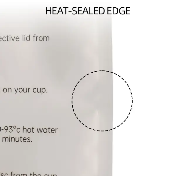 Encoche déchirante et bord thermoscellé sur le sachet de café OVNI