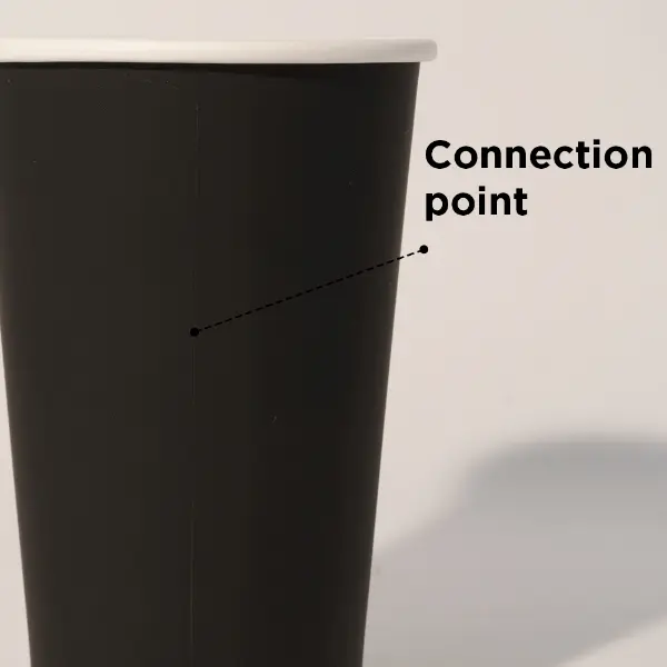 Point de connexion du gobelet en papier à estampage à chaud avec finition à bord lisse