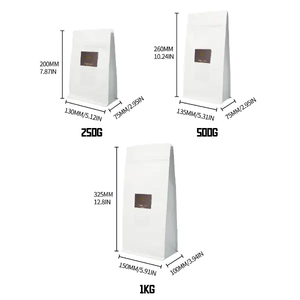 Fenêtre personnalisable pour carte sur des sacs de café en papier kraft