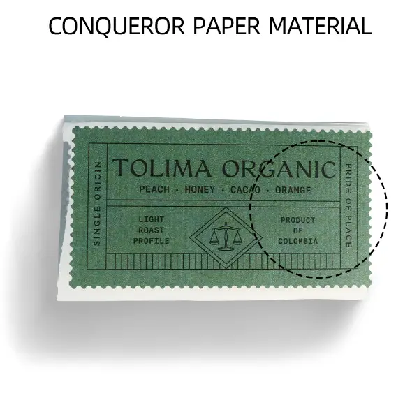 Vue en feuille entière des autocollants en papier personnalisés pour le marquage du café