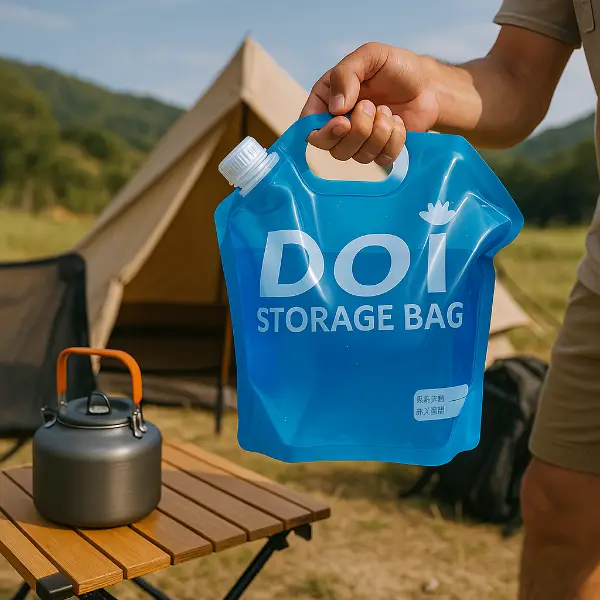 Pochette à bec réutilisable avec poignée pour le stockage de l’eau en extérieur
