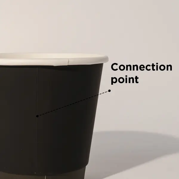 Point de connexion de gobelet en papier doux au toucher, montrant une finition lisse et un savoir-faire de haute qualité