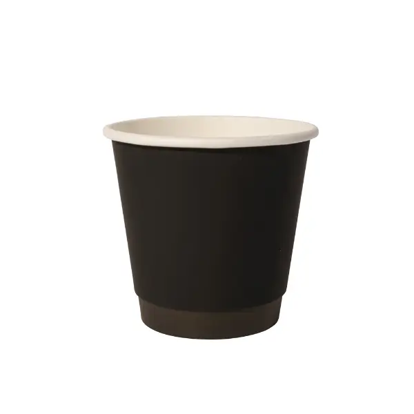 Simple gobelet en papier noir au toucher doux avec double isolation murale pour les boissons chaudes