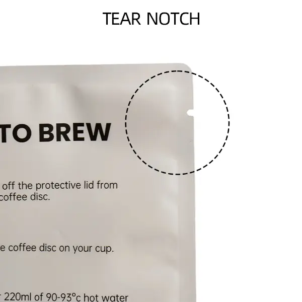 Face arrière du sachet de café avec instructions d’infusion
