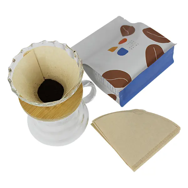 Vue supérieure du papier filtre V60 non blanchi
