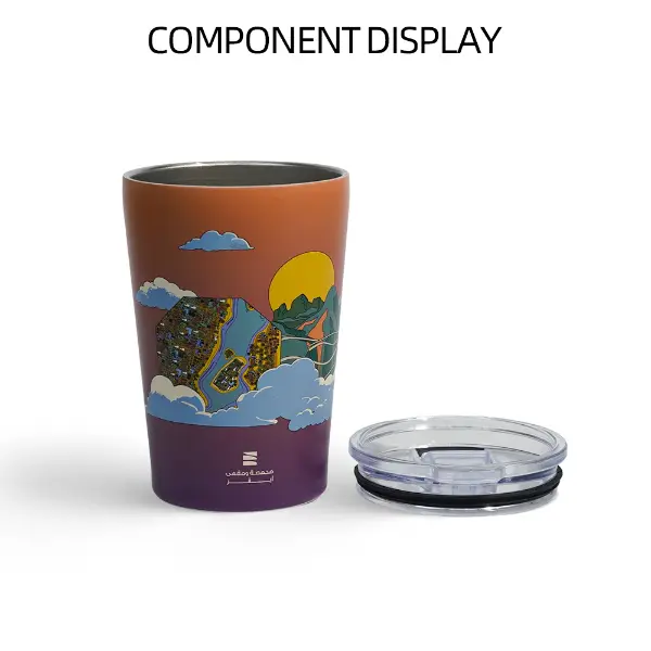 Affichage composant d’une coupelle isolée sous vide avec corps et couvercle en acier inoxydable