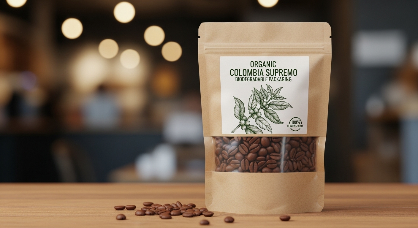 emballage biodégradable pour grains de café