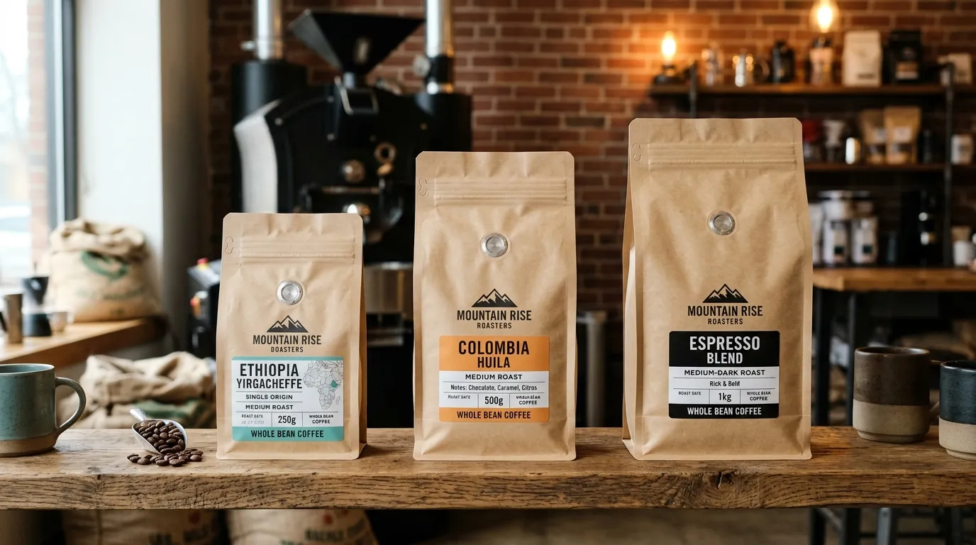 Sachets de café avec valve à fond plat