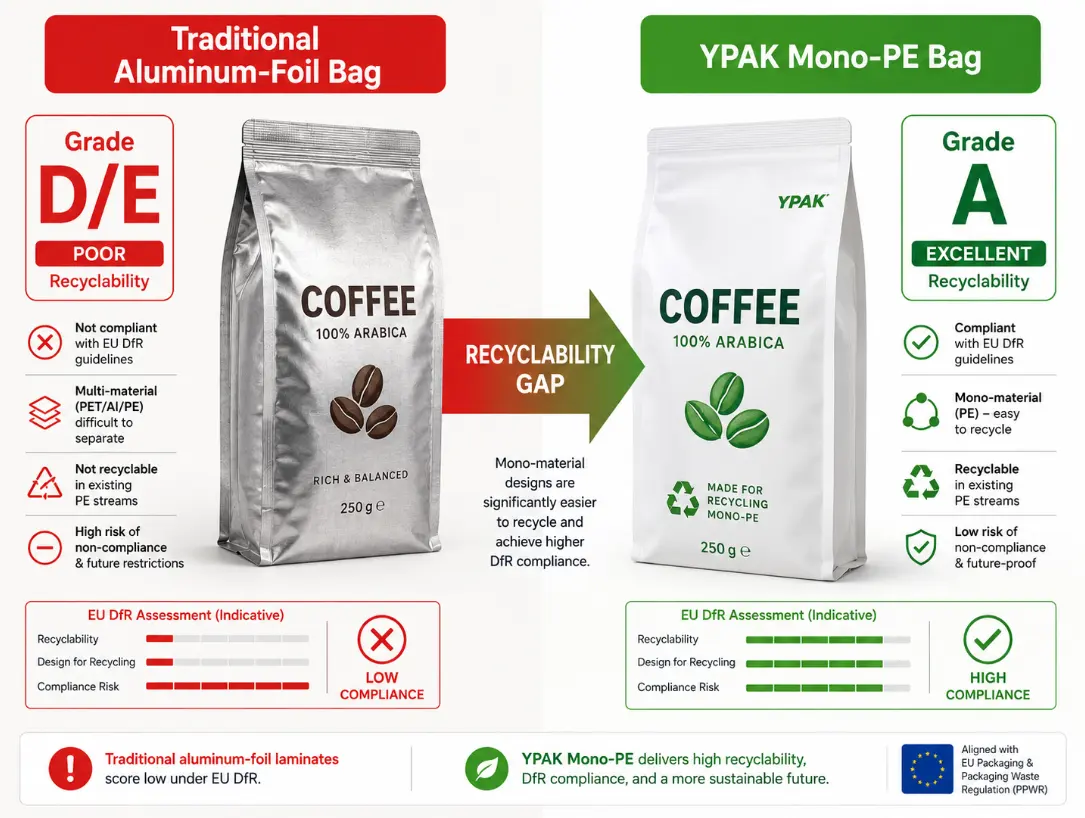 Mono-PE vs Sachets de café en aluminium