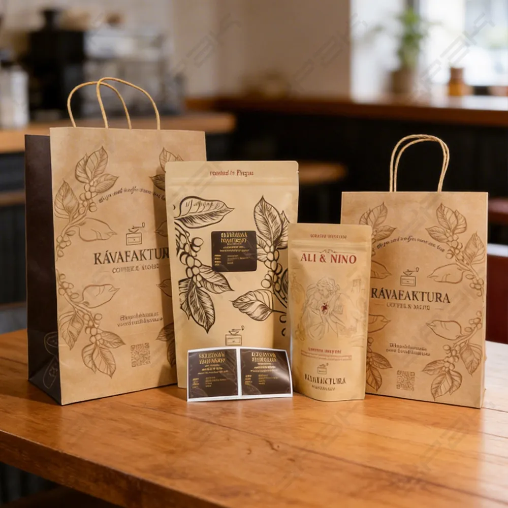 Ensemble d’emballage en papier kraft pour café