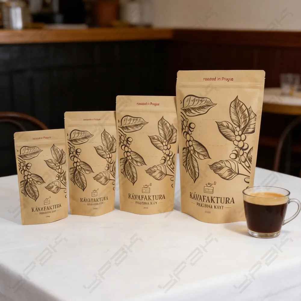 Sachet debout en grains de café