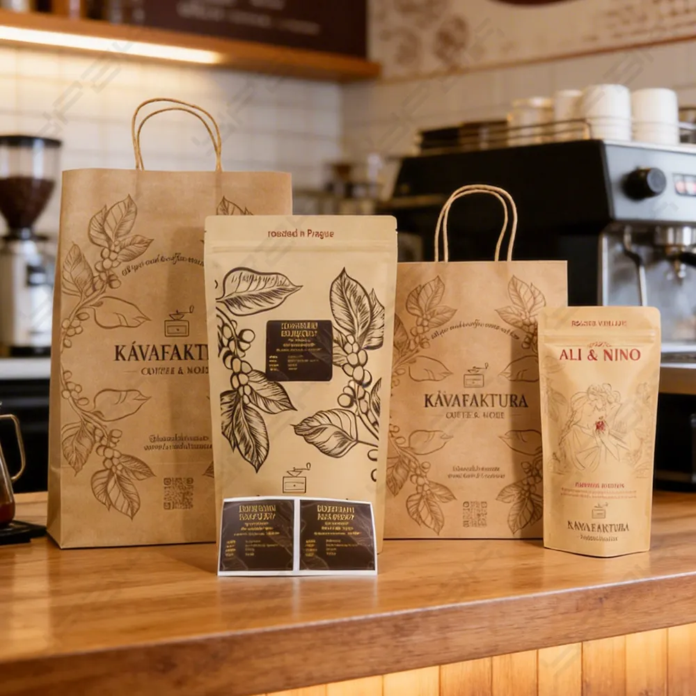 Ensemble d’emballage en papier kraft pour café