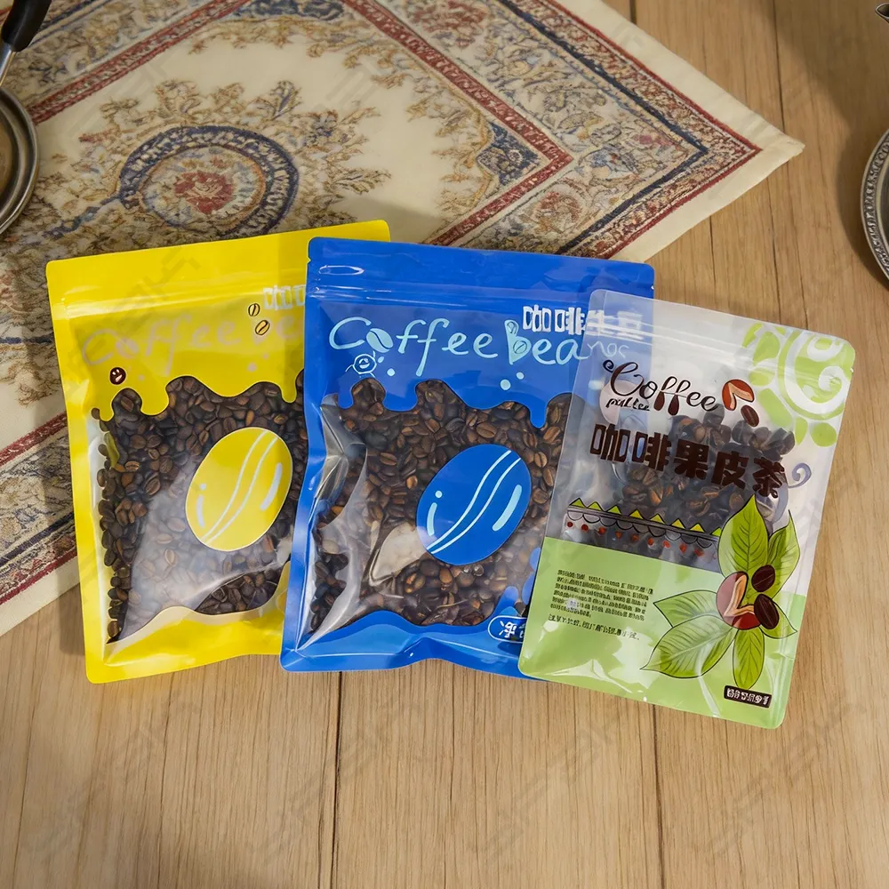 Sachets en plastique à café avec fenêtre