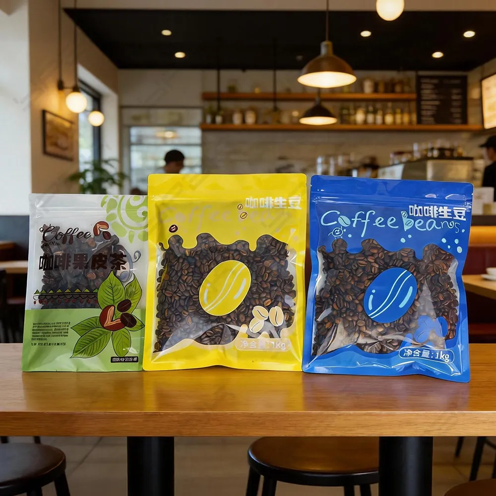 Sachets en plastique à café avec fenêtre