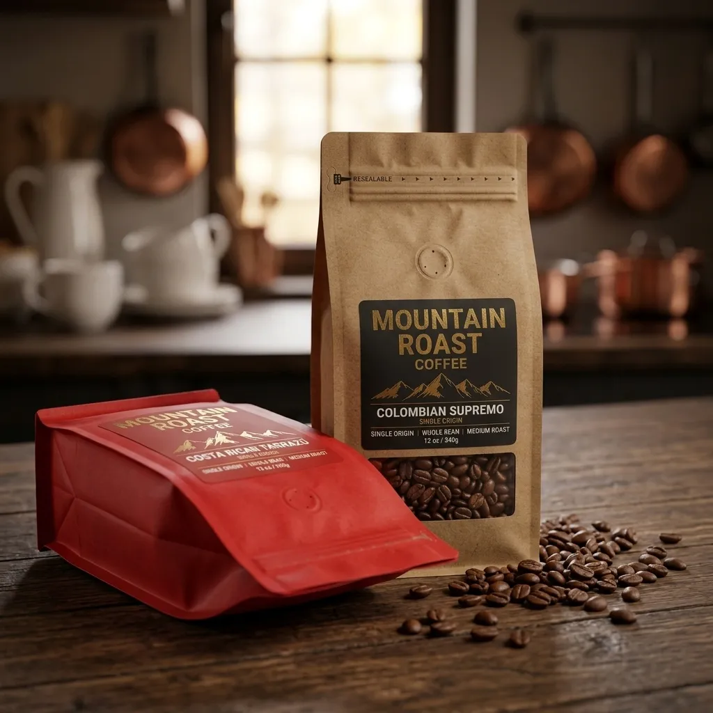 deux sacs de café de type boîte sur mesure