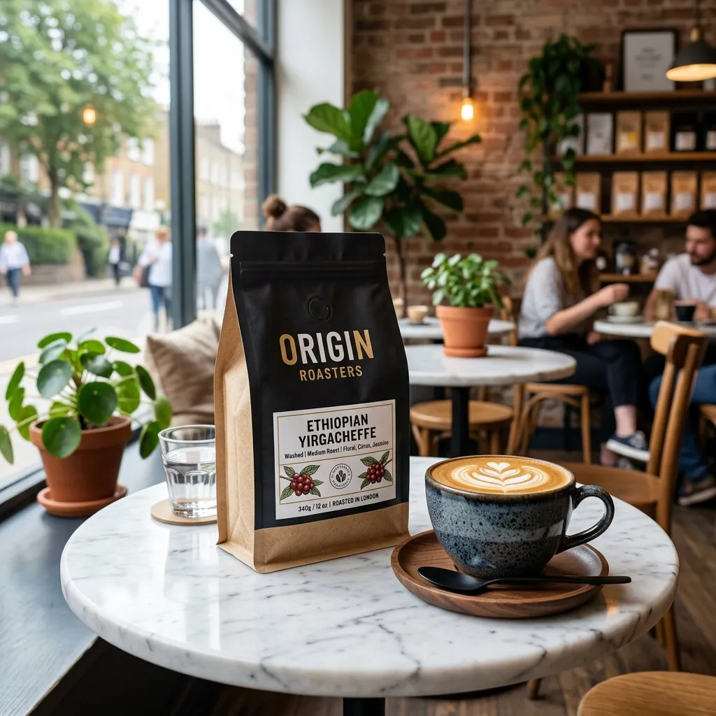 sachets à café imprimés sur mesure à fond plat
