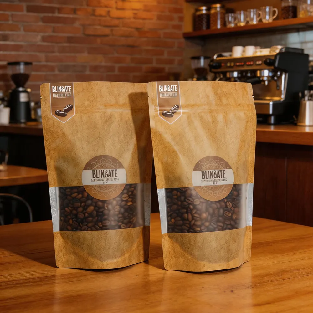 Sacs à café en papier Kraft avec fenêtre