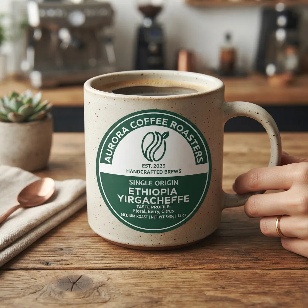 autocollant étiquette tasse à café