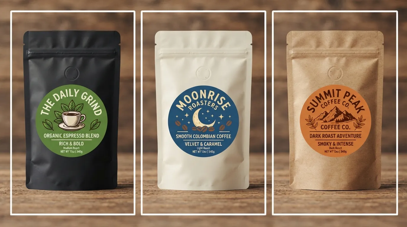 autocollants d’étiquettes de sachets de café