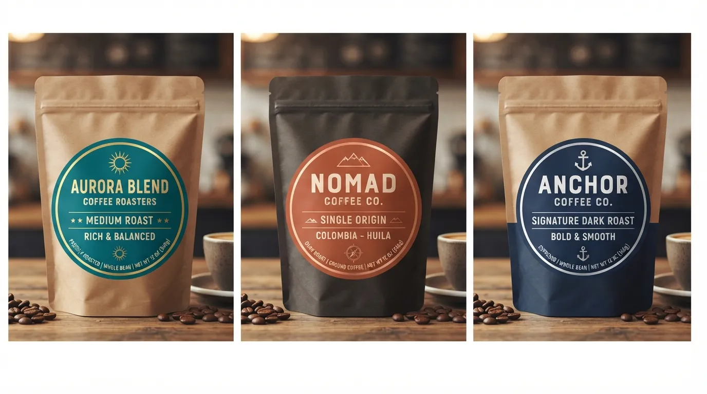 autocollants d’emballage en sachet de café