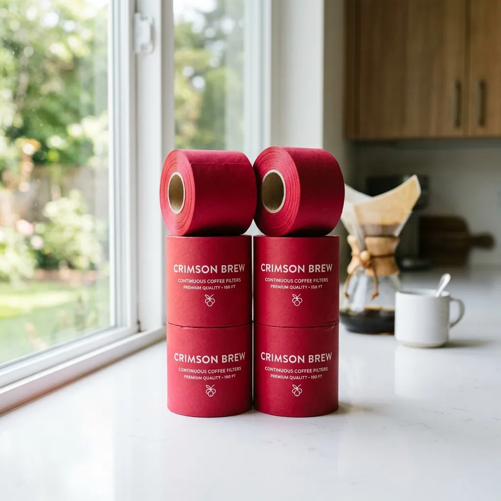 Crimson_paper_filter_rolls_stacked