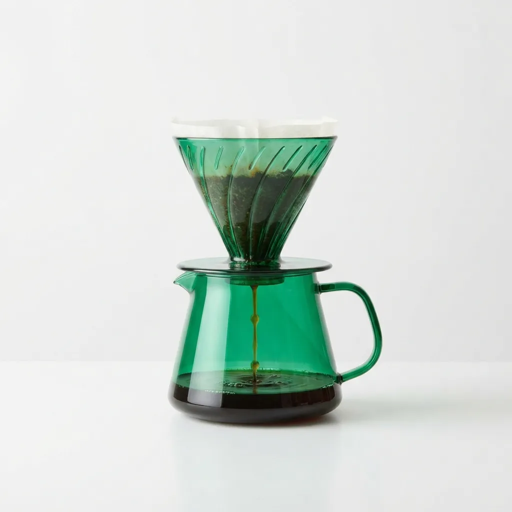 Verre versé sur une cafetière