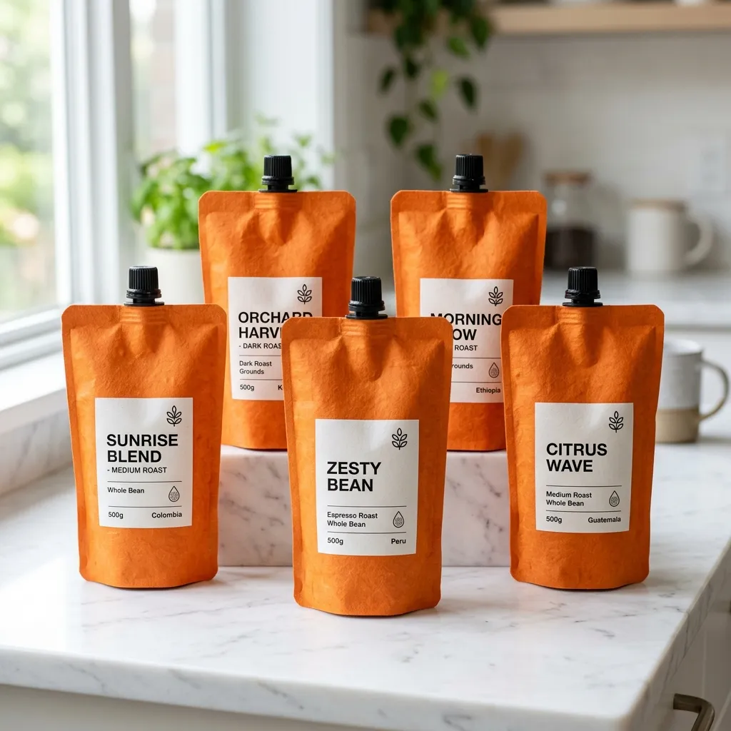 Orange_coffee_pouch_packs_arranged