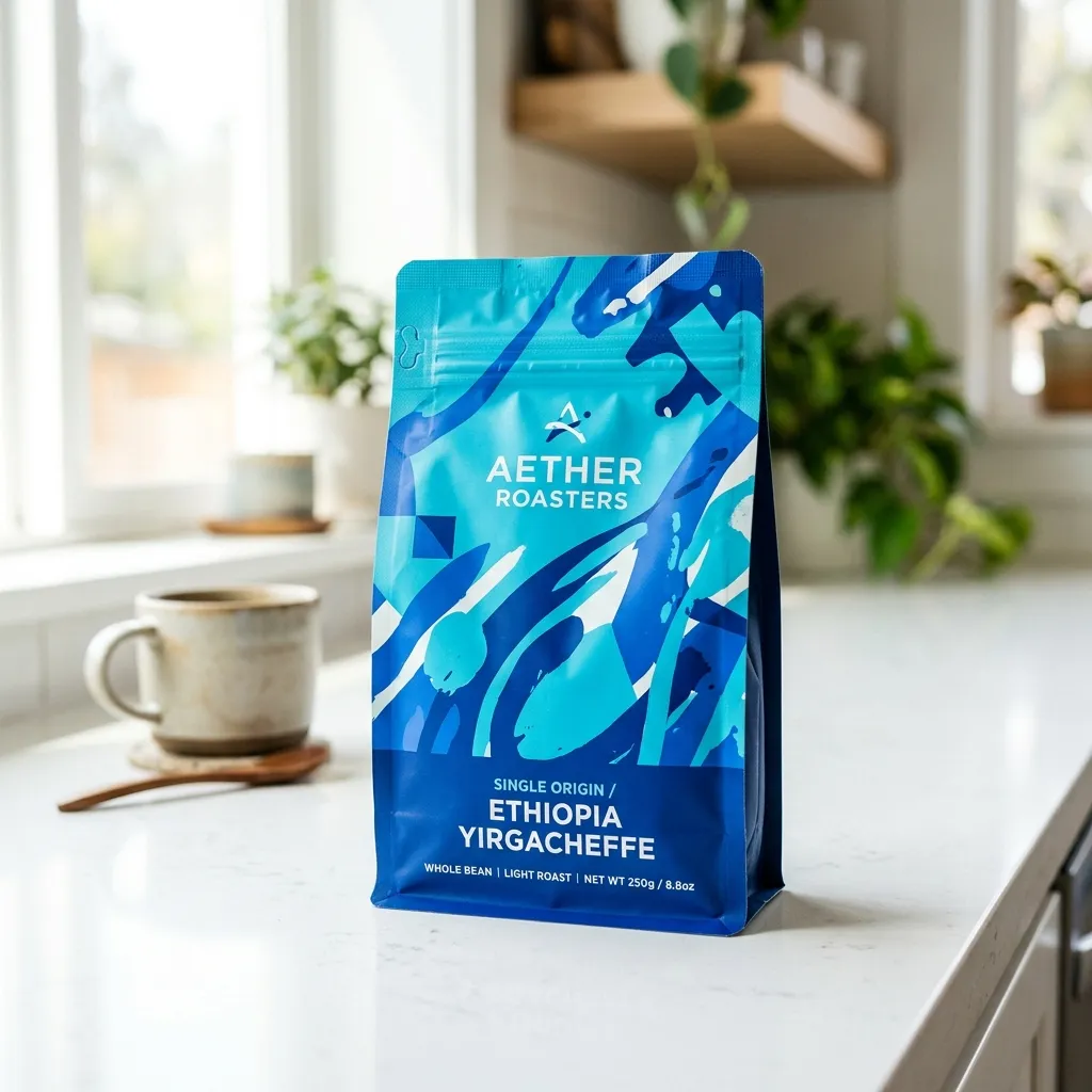 Tenez-vous up_coffee_pouch_on_countertop