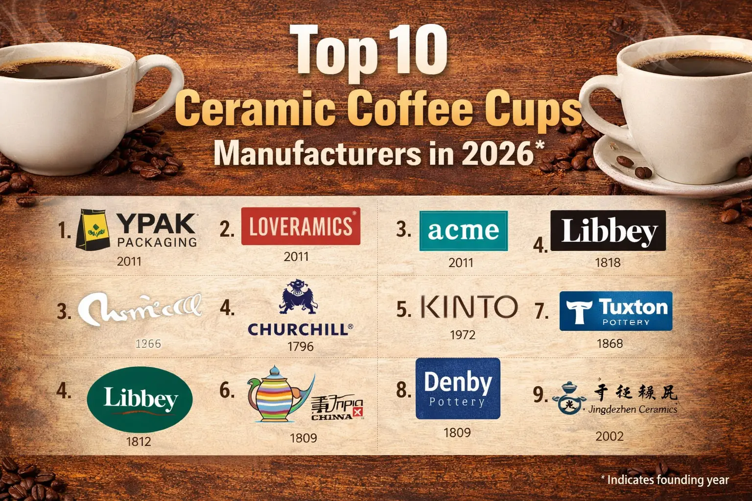 Haut 10 Fabricants de tasses à café en céramique dans 2026
