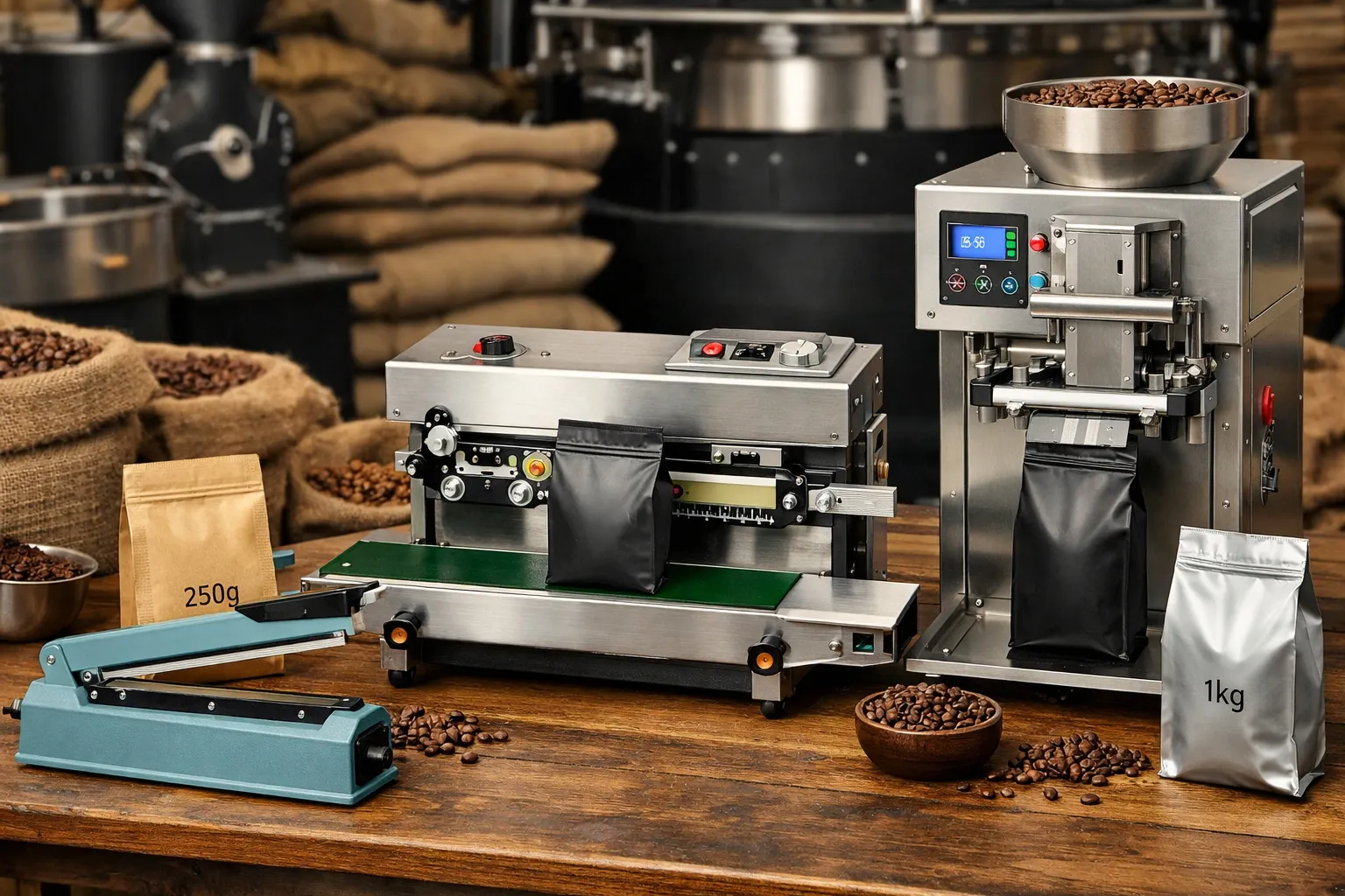 Petites machines d’emballage de café pour torréfacteurs et cafés