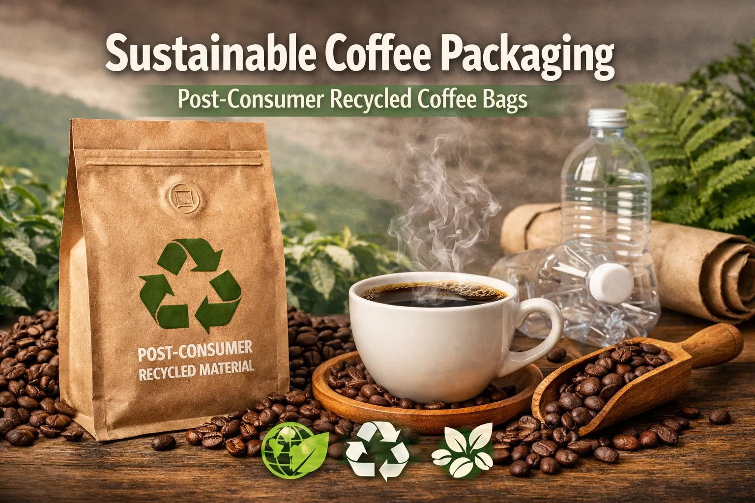 Sacs de café recyclés post-consommation