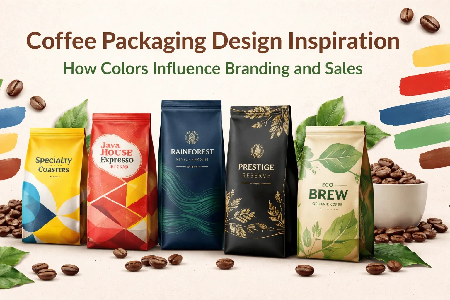Le design de l’emballage du café: Pourquoi la couleur est importante.