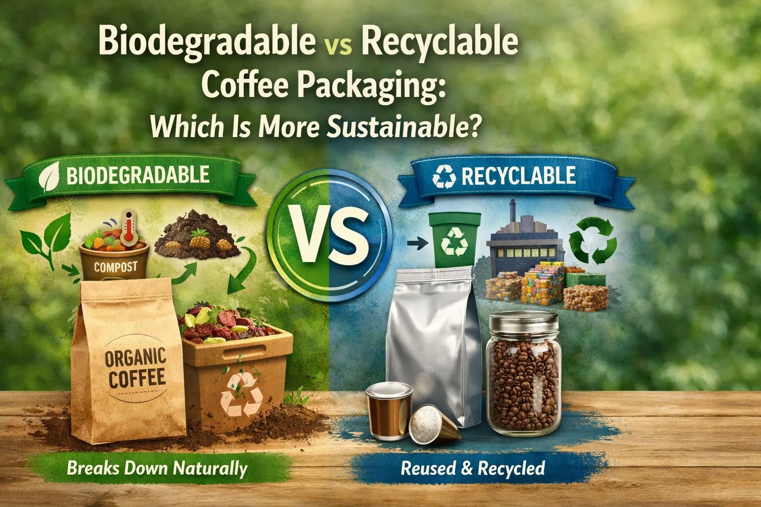 Emballages de café biodégradables vs recyclables