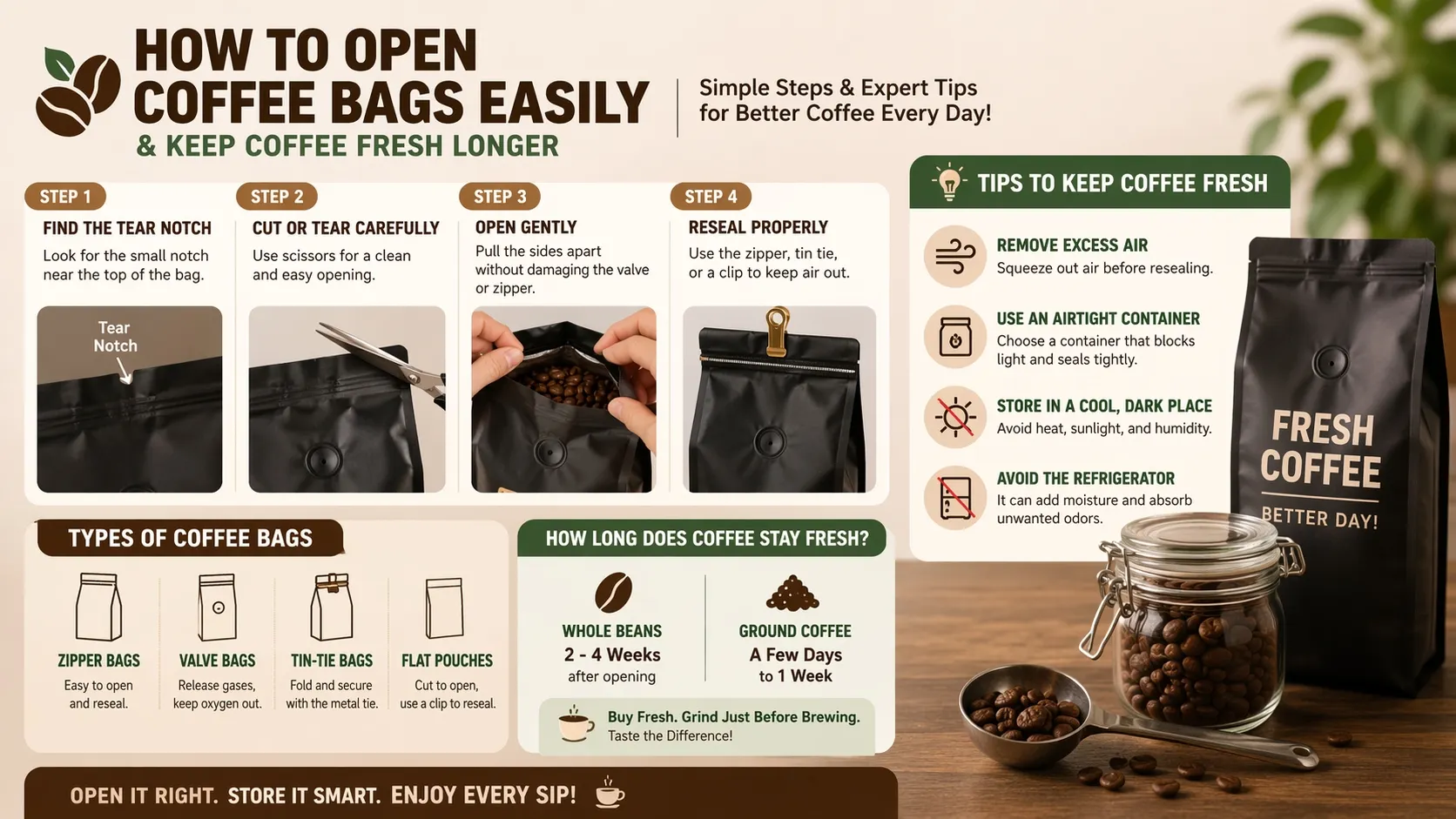Comment ouvrir un sachet de café ?