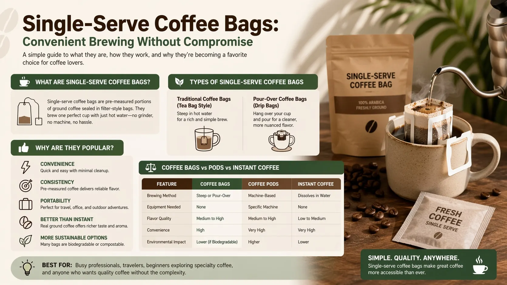 Qu’est-ce que les sachets de café à portion individuelle?