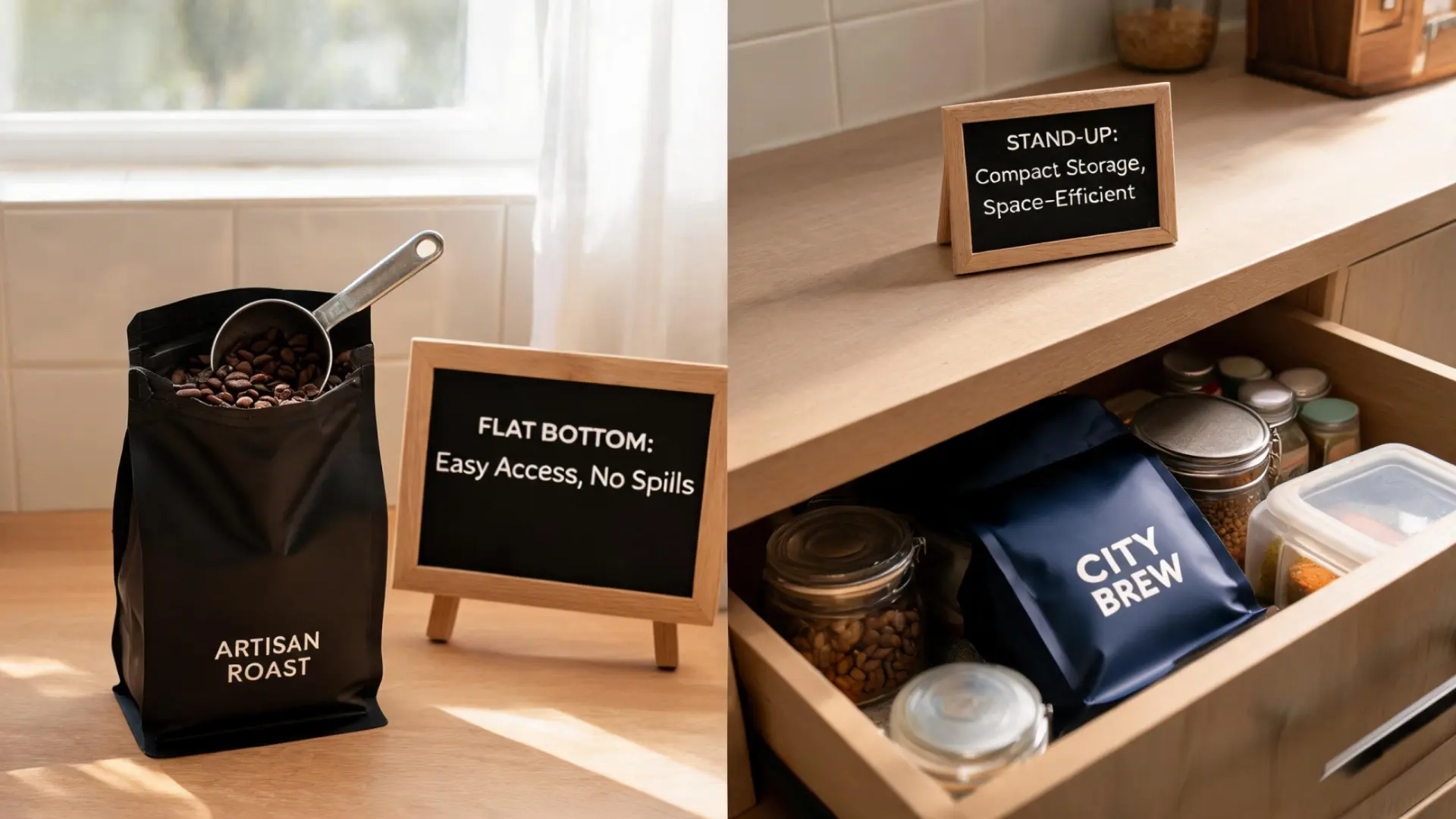 Fond plat vs sacs à café debout: Meilleur choix d’emballage pour les marques de café